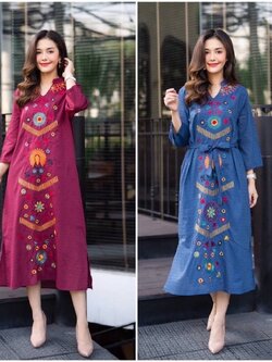 P2509 Maxi เดรสผ้าฝ้ายญี่ปุ่น เนื้อผ้านิ่ม มีความนุ่ม งานปักสไตล์โบฮีเมียน เนื้อผ้ามีขึ้นลายจุด มีเชือกแยกชิ้น มีซับในทั้งตัว ดูดีใส่สบาย ใส่เที่ยวไปได้ทุกที่ค่ะ อก 44 นิ้ว ยาว 50 นิ้ว มี สี เลือดหมู