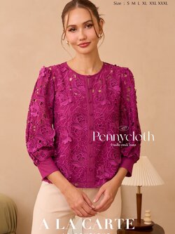 69808 เสื้อลูกไม้ A La Carte ชีฟอง งานปักฉลุทอลูกไม้ ดอกป็อป ซิปหลังสวมใส่ง่าย งานเทคนิคพิเศษ สวยหรู