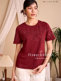 69782 เสื้อยืด A La Carte คอกลม แขนสั้น งานปัก เนื้อผ้านุ่มใส่สบาย by PENNY CLOTH 888