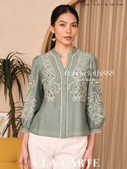 69653 เสื้อ A La Carte ชีฟองซิลด์งานปักฉลุ กระดุมหน้า มีซับใน แขน 4 ส่วน เนื้อผ้าเย็นใส่สบาย