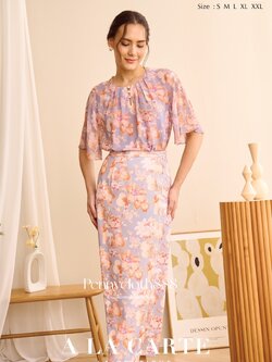 J0116 ชุดเซท A La Carte เสื้อแขนสั้น กระโปรงยาว พิมพ์ลายดอก สี ขาว S,L สีเทา M,L สีส้ม L