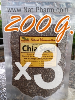 Organic Chia seed เมล็ดเจีย เมล็ดเชีย 200g. x3 แพ็ค (= 140 บาท/แพ็ค)