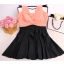 ***พรีออเดอร์***บิกินี่ชุดว่ายน้ำวันพีซ one-piece สีขาวครีมตัดต่อกระโปรงสีน้ำเงินอมฟ้า เล่นดีเทลแต่งลายสานกันช่วงอก กระโปรงกางเกงด้านใน สดใสน่ารักรับลมทะเล สวยเหมือนแบบค่ะ