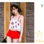 ***พรีออเดอร์***บิกินี่ชุดว่ายน้ำทูพีซ two-pieces สีขาวแดงลายการ์ตูนสีดำ สดใสน่ารักรับลมทะเล สวยเหมือนแบบค่ะ