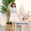 Pre-Order เดรสผ้าฝ้ายเอวรูด ปักลายที่หน้าอก และชายกระโปรง มีสีขาว กับเขียว