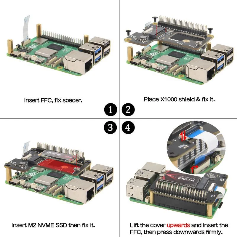 PCIe M.2 Key-M HAT for Raspberry Pi 5 - X1001 - Arduino, Raspberry Pi ...